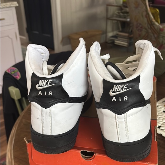Nike Air Force 1 High-Top White and Black Sneakers - Picture 4 of 9